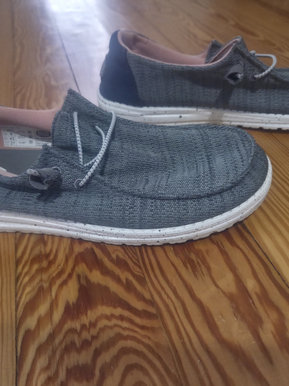 Hey Dude Women's Grey Canvas Slip-On Loafers with Pink Lining